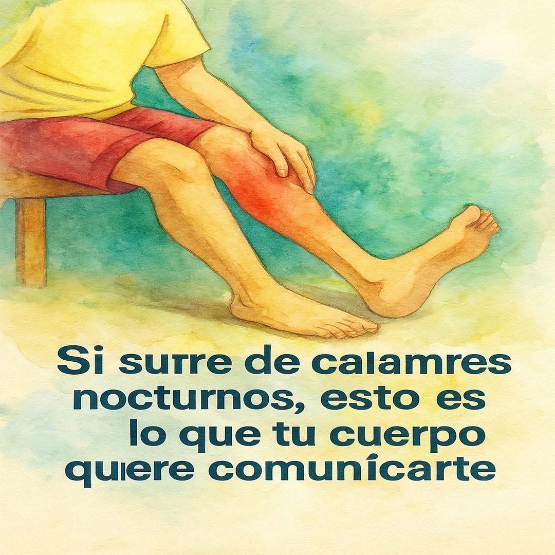 Persona sufriendo calambres nocturnos en las piernas