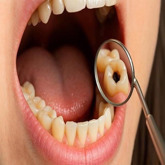 Caries dentales en un diente molar