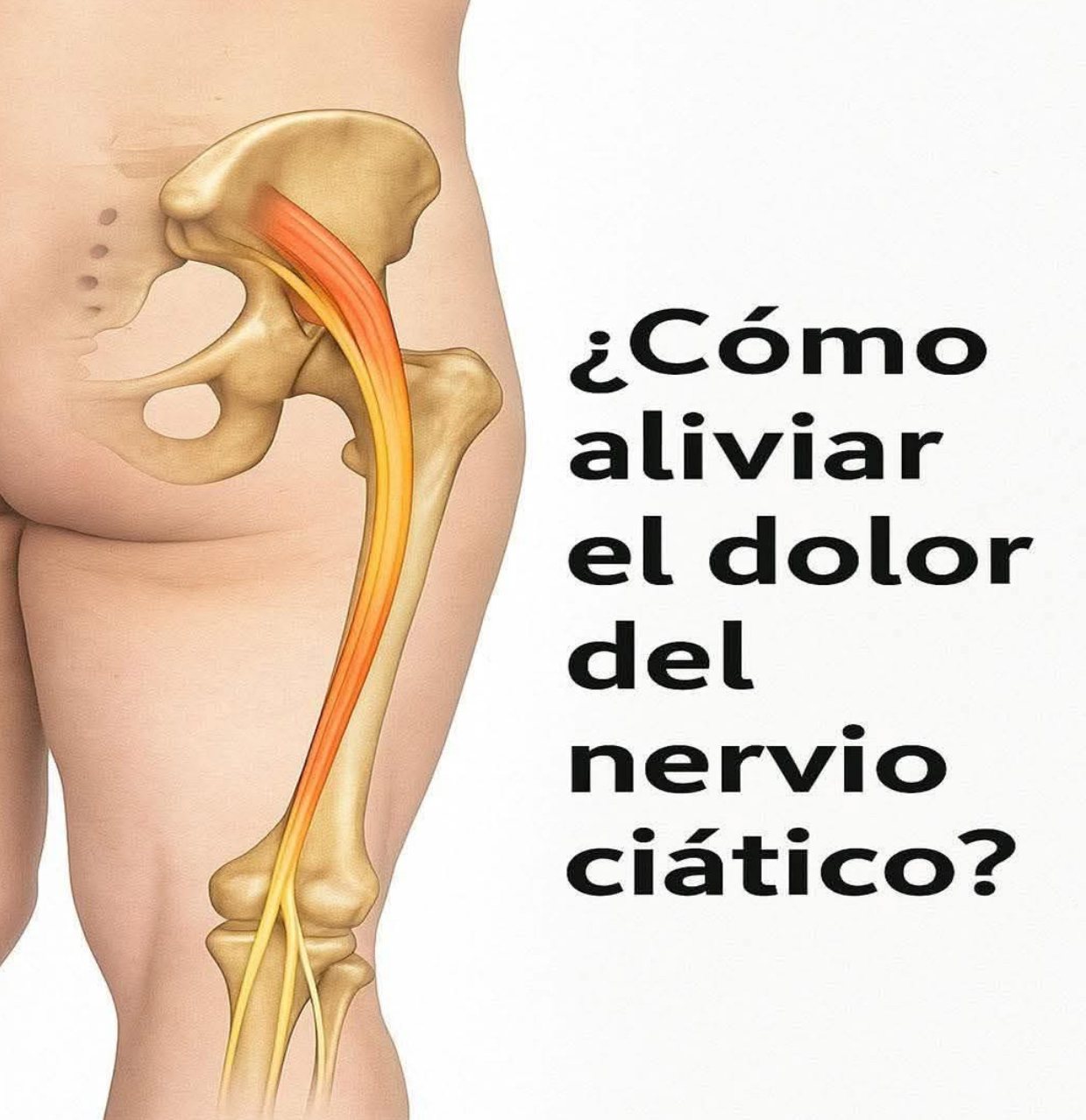 Representación anatómica de la cadera y el nervio ciático